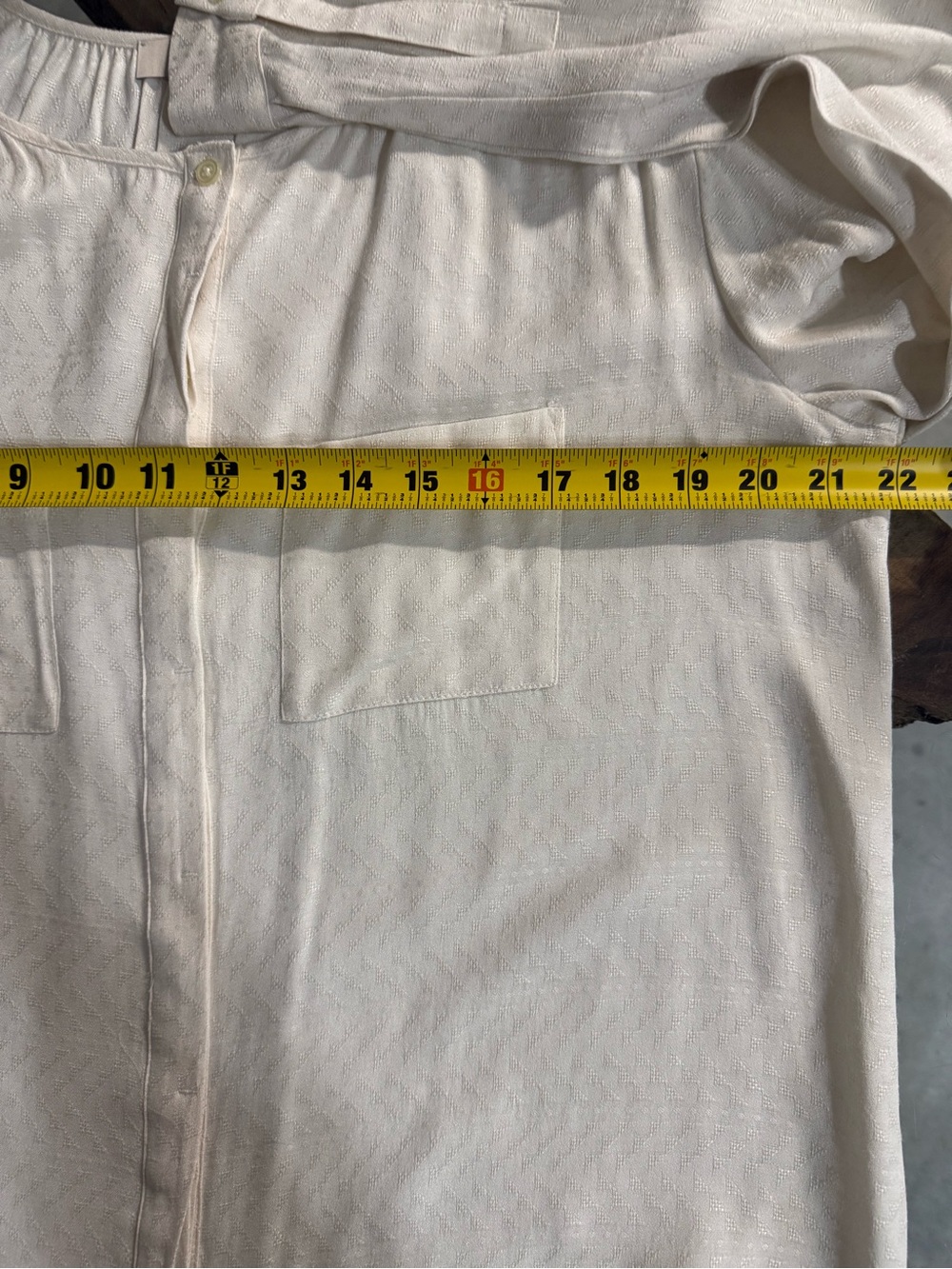 LOFT Off White Cream Button-Front Long-Sleeve Pocket Blouse - Picture 4 of 5